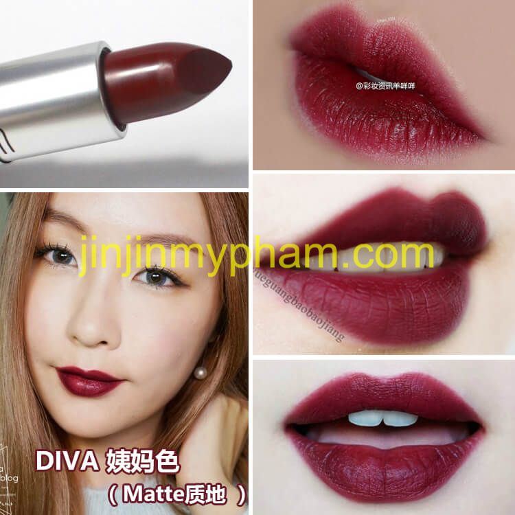 (bill usa ) Son thỏi lì Mac Diva MAC 603 Diva màu đỏ rượu siêu cá tính son Mac Cosmetics Diva lipstick